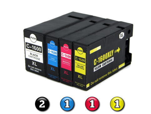 5 Pack Combo Compatible Canon PGI-1600XL (2BK/1C/1M/1Y) ink cartridges